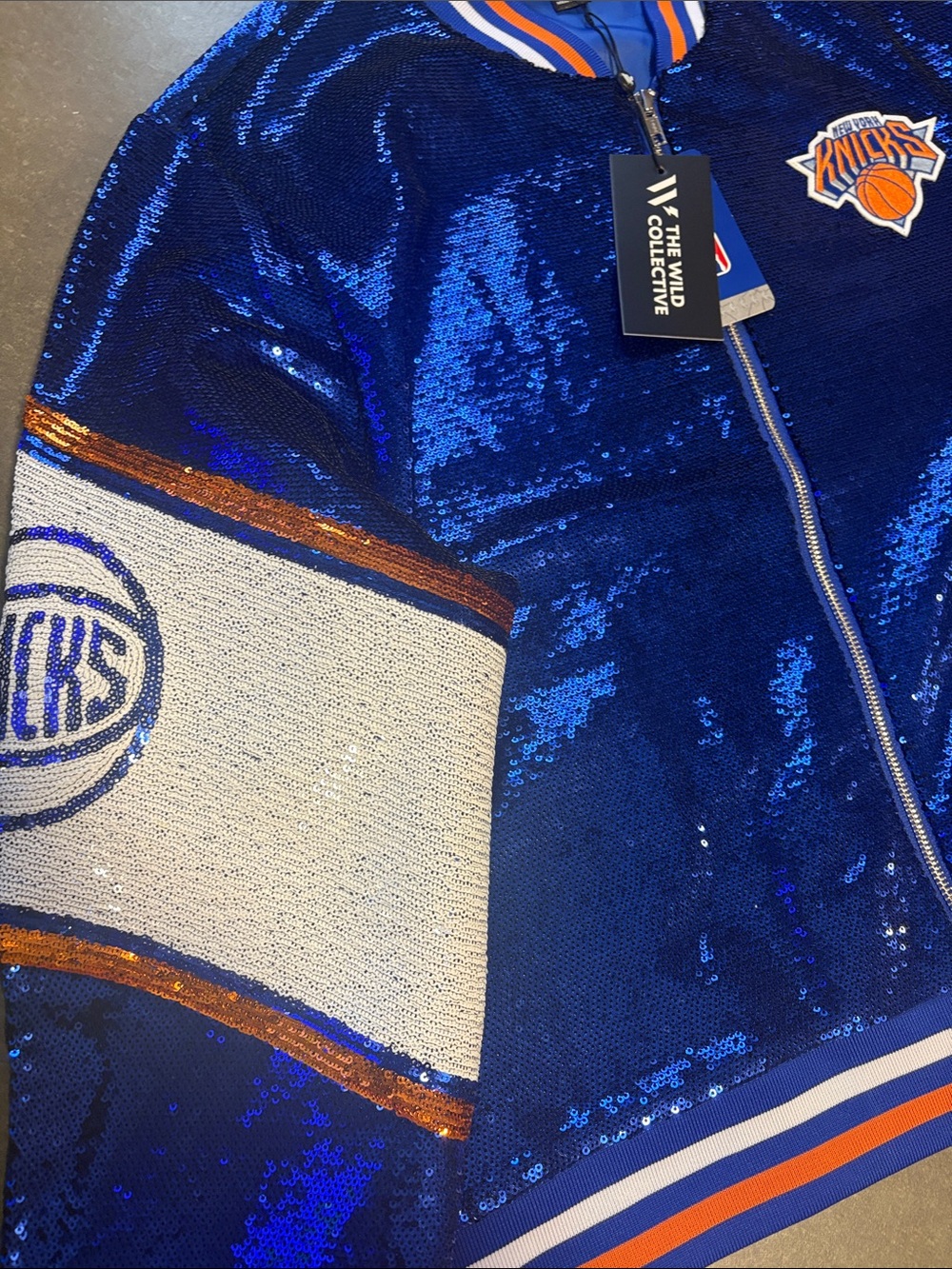NY KNICKS Sequined Bomber Jacket - Women Size XL (NEW) 2026 CHAMPS - Picture 6 of 9